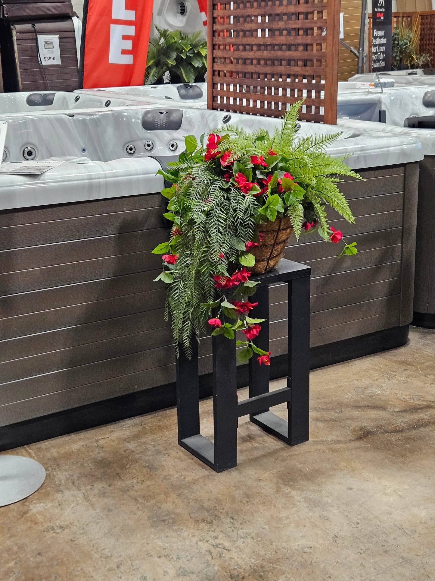 Red Azalea Hanging Basket UV Protected