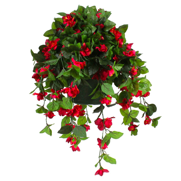 Red Azalea Hanging Basket UV Protected